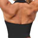 Aoysky Womens Buttery Soft Halter Workout Tank Tops with Built in Bra Cropped Padded Open Back Gym Longline Sports Bras (Medium, Black)