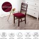 Genina Waterproof Seat Covers for Dining Room Chairs, Stretch Chair Covers Removable Washable Dinning Room Kitchen Chair Seat Cushion Slipcovers (Argyle-Wine Red, 6 PCS)