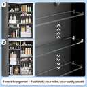 Tall Black Medicine Cabinet 20x30 Inch, Bathroom Wall Mirror Cabinet with Storage, 6-Tier Adjustable Glass Shelving, Waterproof Aluminum Frame, Quiet Soft Close, Modern Vanity Decor