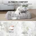 Dog Bed with Shredded Foam Filling, 35" * 25" Calming Pet Sofa with Removable Washable Cover, Soft Faux Fur Bolster Couch for Dogs, Anti-Slip Bottom (Gray, Small)