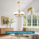 KAISITE Modern Chandelier for Dining Room 5-Light Gold Chandelier Globe Glass Dining Room Light Fixture Over Table Hanging Ceiling Light for Kitchen Bedroom Living Room Foyer