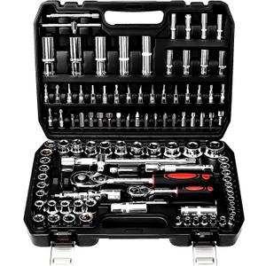 TLGREEN 108 Pcs Mechanic Socket Tool Kit,CR-V Steel Metric And 1/4" & 1/2" Ratchet set,Universal Joint,Extension Bars,Adapter,Quick Release Ratchet Wrench,Tool Box Set for Car Garage Dorm