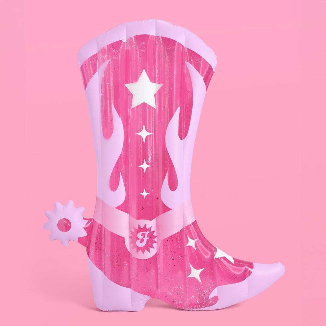 xo, Fetti Cowgirl Boot Pool Float - 6 ft Glitter | Last Rodeo Bachelorette Pool Decorations, Western Birthday Party Supplies, Space Cowboy, Nashville Bride Gift, Bday Favor