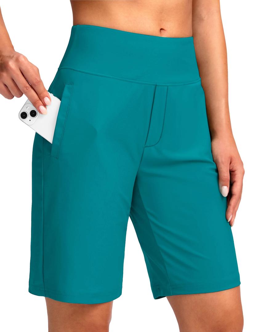 Viodia Women's 9" Long Swim Shorts Modest Swimsuits Bathing Suit Knee Length Bermuda Board Shorts for Women with Pocket Lake Blue