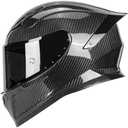 Carbon Fiber Full Face Motorcycle Helmets with Spoiler Sport Touring Street Motorcycle Helmet - Bluetooth Ready Speaker Pockets, L