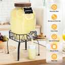 Mustry Glass Drink Dispenser for Parties, 1 Gallon Beverage Dispenser with Stand and Spigot Solid Stainless Steel, Used as Lemonade Dispenser Sun Tea Jar Kombucha Jar