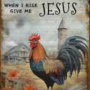Rooster Decor Crowing Farm Fence Wall Plaque Jenifu In The Morning When I Rise Give Me Vintage Metal Tin Sign For Kitchen Home Garden Farmhouse Yard Farm Decorative Home Decor Signs Funny Wall Decor 8x12 Inch