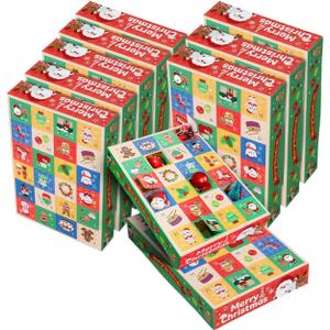 Cabilock Christmas Countdown Advent Calendar Boxes 10pcs 24gird Empty Advent Calendars to Fill Diy Paper Boxes Surprises For Christmas Holiday Packing