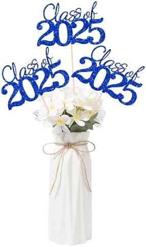 Pack of 2 10 PCS Graduation Class Centerpieces Blue Class of 2025 Graduation Centerpieces, 2025 Graduation Centerpieces for Tables Cake Toppers