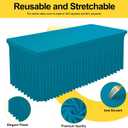 Smiry Spandex Tablecloth 6 Pack, Elastic Fitted Stretch Tablecloth for 8FT Rectangle Tables, Waterproof Washable Table Cover Skirt for Wedding, Banquet & Parties (Turquoise, 96Lx30Wx30H Inch)