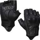 Harssidanzar Men's Motorcycle Gloves Leather Perforated Motorbike Riding Driving Gloves CM044US (Medium, Black)