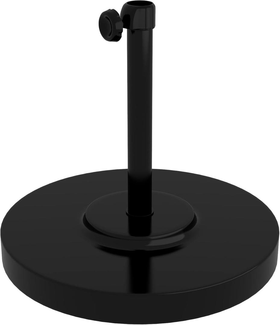 California Umbrella 50 lbs. Round Concrete Weighted Powdercoated Steel Umbrella Base, Black Frame, One Size , CFMT160-Black