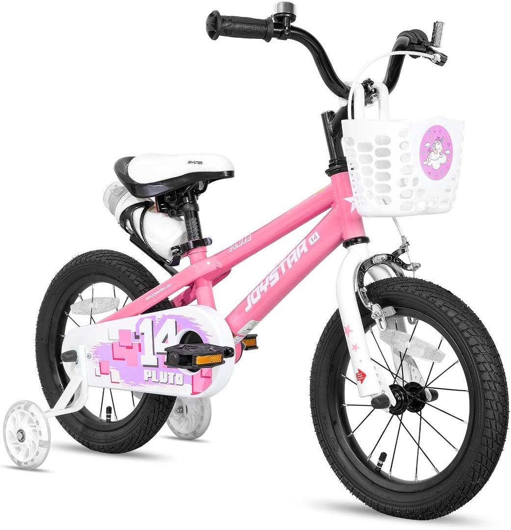 JOYSTAR Pluto 12-20" Kids Bike with Light Up Training Wheels Kids' Bicycle for Boys Girls Age 4-7 Years, BMX Style Bikes with Basket