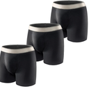 Carer Mens Incontinence Underwear, Washable Reusable Cotton Boxer Briefs with Front Fly, 150ml Leak Proof Underwear for Men Bladder Leakage, Waterproof 3 Pack (Black, Large)