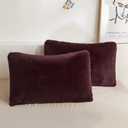 XeGe Faux Fur Throw Pillow Cases, Plush Shaggy Ultra Soft Pillow Covers, Fluffy Crystal Velvet Decorative Pillowcases, Furry Fuzzy Pillow Shams Zipper Closure, Set of 2 (King, Burgundy), Size: 36" x 20"