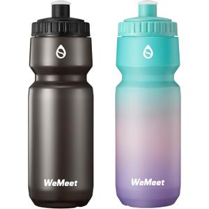 Lightweight Bike Water Bottle 24oz, BPA Free, Cycling Squeeze Bottle, Leak Proof Sport Water Bottle with Capacity Scale, for Cycling, Gym (Black & Green Pink Purple, 2 Pack) Lightweight Bike Water Bottle 24oz, BPA Free, Cycling Squeeze Bottle, Leak Proof Sport Water Bottle with Capacity Scale, for Cycling, Gym (Black & Green Pink Purple, 2 Pack)