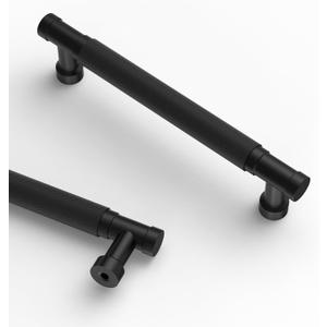 Asidrama 10 Pack 5 Inch(128mm) Matte Black Cabinet Pulls Knurled Kitchen Cabinet Handles, Cabinet Pulls Kitchen Cabinet Hardware for Cupboard Drawer Pulls (5" Hole Center)