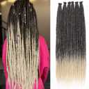 Leeven 36 Inch Dreadlock Extensions 0.6 cm Width Soft Synthetic Crochet SE Dreads 20 Strands Ombre Blonde Handmade Loc Extensions Reggae Style Braiding Hair for Women Men #1B/613