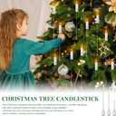 21 Set Christmas Candle Holder for Tree Vintage Traditional Metal Candleholder with Glass Teardrop Ornaments Retro Christian Decoration Hanging Clear Raindrop Ornament for Flameless Candles