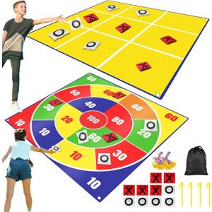 2-in-1 Giant Bean Bag Toss & Large Tic Tac Toe Outdoor Games for Kids Adults-4.5ft Giant Outside Lawn Yard Camping Field Day Games for Kid Family-Backyard Fun Carnival Outdoor Giant Yard Games