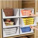 CTSNSLH 5 Pack Closet Organizers Storage Box, Closet Storage Stackable Storage Bins, Plastic Drawer Basket for Wardrobe Cupboard Kitchen Bathroom Office, White