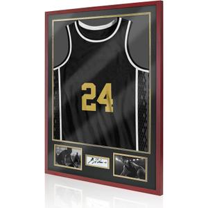 Football Jersey Frame Display Case, Jersey Shadow Box with 98% UV Protection Acrylic, Two Photos and Signature, Display Frame for Sport Basketball Hockey Baseball Shirt Uniform, Red