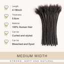 DAIXI 0.6cm and 0.2cm 0.4cm 0.8cm Options 10 Inch 40 Strands 100% Real Human Hair Dreadlock Extensions for Man/Women Handmade Permanent Loc Extensions Bundles Can Be Dyed Bleached Curled Twisted
