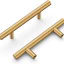 Hickory Hardware 10 Pack Kitchen Cabinet Handles, Drawer Pulls for Doors & Dresser Drawers, Hardware for Bathroom, 3 Inch Hole Center, Brushed Brass, Heritage Collection