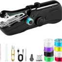 Portable Handheld Sewing Machine for Beginners - Mini Hand Held Sewing Machine for Adults - Small Cordless Stitching Machine for Home Travel (black)