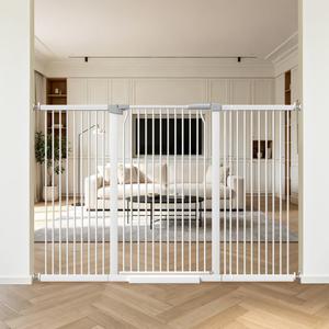 41" Tall Wide Baby Gate for Doorways, 60.2"-65.7" Extra Tall Dog Pet Gates | Pressure Mounted Large High Child Kid Safety Door Walk Thru, Auto Close Cat Proof Hallway Kitchen Indoor House, White
