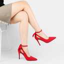 COLETER Womens Bow Knot High Heels Pointed Toe Stiletto Ankle Strap D'Orsay Pumps Bow Evening Dress Shoes 8
