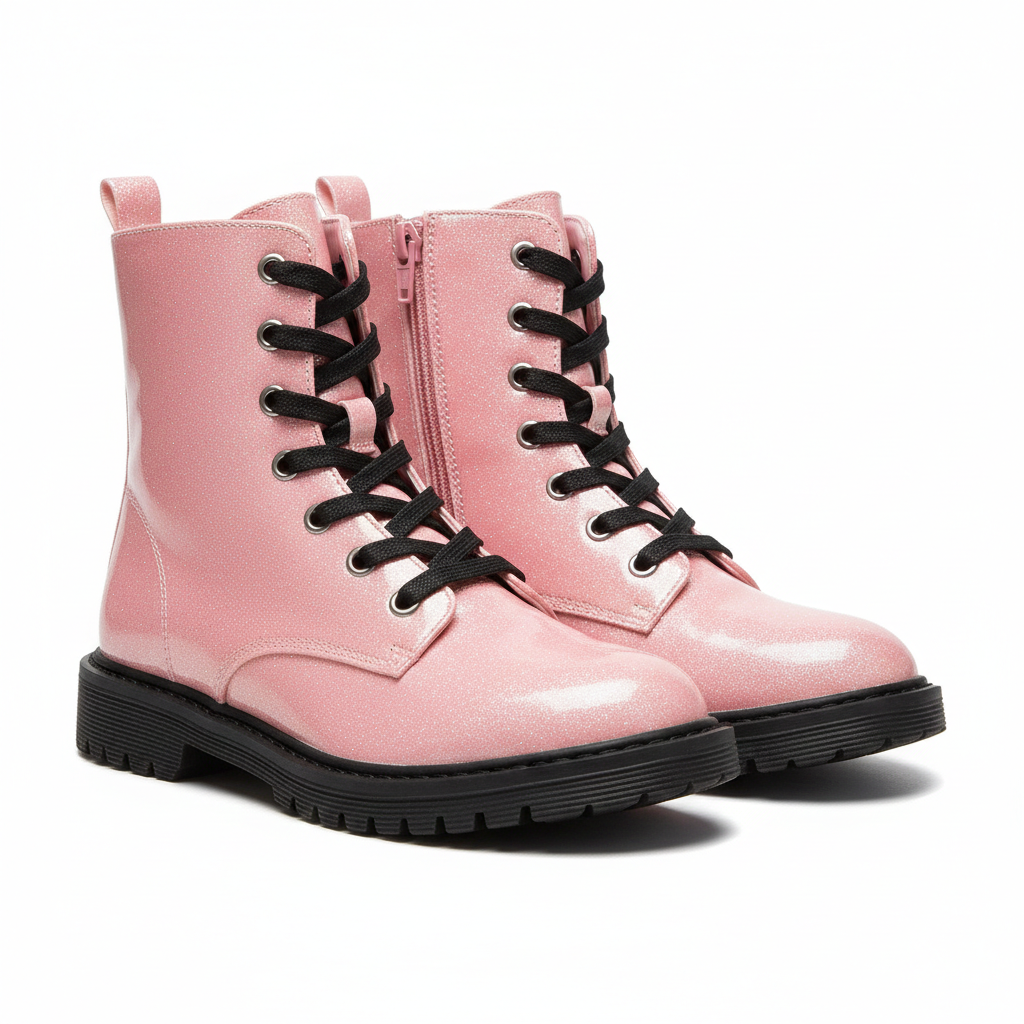 DREAM PAIRS Boys Girls Side Zipper Combat Ankle Boots(3 Little Kid (Pink)