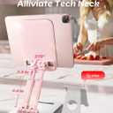LISEN Pink Desk Accessories for iPad Office Supplies Desk Decor for Moms Women Mother Gifts for Him Tablet Stand Vanity Accessories Video Face Time Free Hands for iPad Switch Kindle