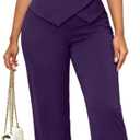 Ophestin Pant Suits for Women Dressy Business 2 Piece Sets Sleeveless Blazer Vest Set for Work Dark Purple M