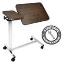 Vaunn Medical Pneumatic Adjustable Tilt Overbed Bedside Table with Wheels for Hospital and Home Use