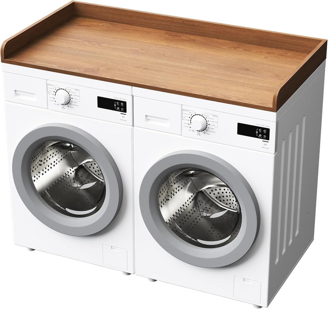 Washer Dryer Countertop, 27.5" x 54" Washer and Dryer Covers for the Top Laundry Machine Topper for WasherDryer Wood Countertop for Laundry Room Organization and Storage(Retro Brown)