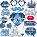 Prince and Princess Party Decorations Photo Booth Props, Royal Prince or Princess Gender Reveal Party Decorations Photo Props, Prince Princess Party Decor for Birthday Baby Shower Party Supplies