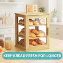 Bread Box,Pastry Display Case,Bread Holder for Kitchen Counter, Wooden Large Capacity Bread Storage Bin Breadbox Organizer for Kitchen Counter CornerRaw wood