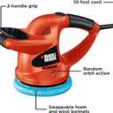 BLACK+DECKER 6" Buffer Polisher, Orbital Car Polisher with Wool and Foam Bonnets (WP900)