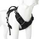 Mile High Life No Pull Dog Harness with Reflective Stripe, Adjustable Easy Get on Lightweight Harness for Small Medium Large Dogs Walking Running Training (Black, M Chest 18"-25")