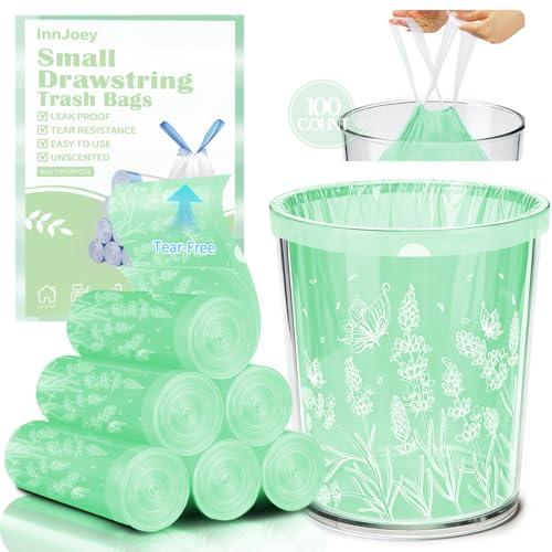 4 Gallon 100PCS Small Drawstring Trash Bags, Floral Printed Design,Thick Pre-separated Garbage Bags Mini Wastebasket can Liners for Bathroom Bedroom Office