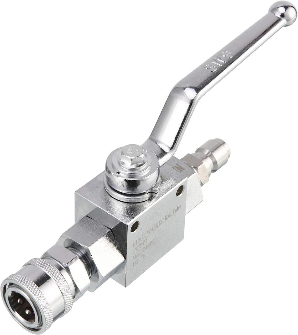 RIDGE WASHER High Pressure Ball Valve Kit for Power Washer Hose, 3/8 Quick Disconnect, 4500 PSI