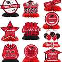 Graduation Decorations 2025, 10PCS Graduation Centerpieces for Table Red Black Graduation Party Decorations Class of 2025 Congrats Grad Honeycomb Centerpieces Table Decor for Graduation Party Supplies