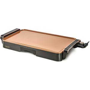 CRUX Electric Griddle with Nonstick Ceramic Coating, Cool-Touch Handles, and Slide-Out Drip Tray - Indoor Grill for Breakfast, Eggs, Pancakes, and Burgers