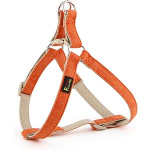 Plutus Pet Cotton Hemp Step in Dog Harness, Sustainable, Lightweight and Escape-Proof, Quick Fit Dog Harness for Puppy Small Medium and Large Dogs, Orange, S