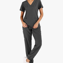 Minty Mint Women's Solid Stretch Medical Uniform Scrub Set V Neck Top Cargo Tapered Jogger Pants (Teal, 3XL)