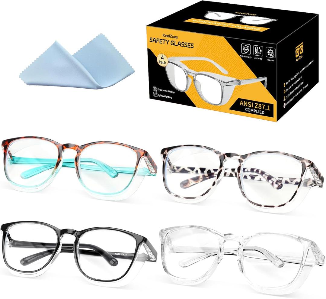 KeeiZoes Safety Glasses Anti Fog Goggles For Women, Nurses Protective Eyewear Blue Light & UV Blocking Eye Protection Glasses