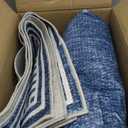 GarveeHome Washable Rug 5x7 for Bedroom Large Living Room Rug with Rubber Backing Casual Striped Border Throw Carpet Modern Contemporary Area Rug for Dining Room Nursery Entry, Blue