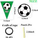2 x Soccer Banner, DIY Required Soccers Sports Paper Garland Pennant Bunting Flag Party Decorations for Man Women Birthday Party Supply