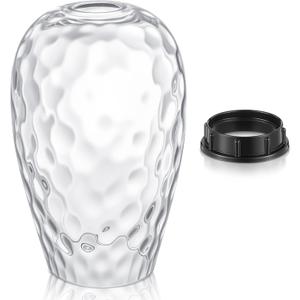 Teenyyou 1 Set Oval Glass Lamp Shade 9.25" High x 5.9" Diameter Glass Pendant Light Fixtures Lampshade Replacement Compatible with E26 for Kitchen Island Ceiling Pendant (Transparent Hammer Pattern)